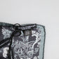 Black Floral Print Silk Square Foulard Scarf