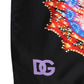 Black Multicolor Print Square Foulard Scarf