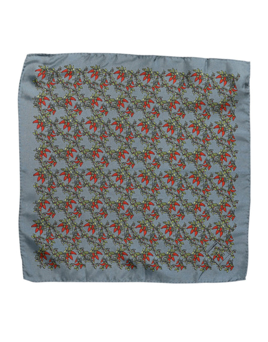 Gray Chilis Silk Square Men Foulard Scarf