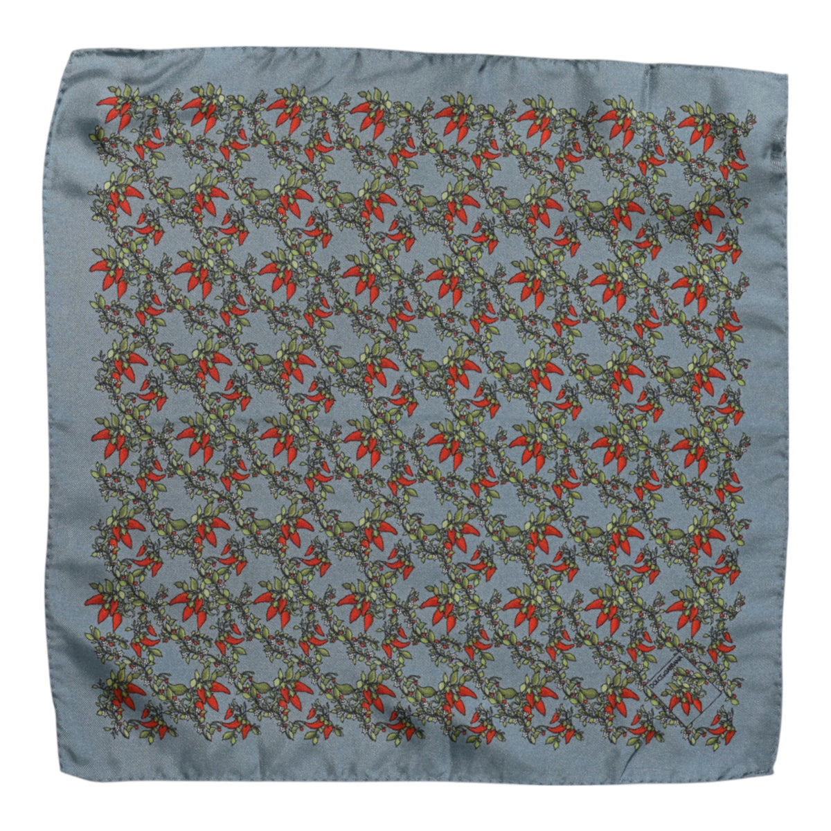 Gray Chilis Silk Square Men Foulard Scarf