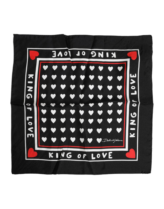 Black Printed Silk Square Men Foulard Scarf