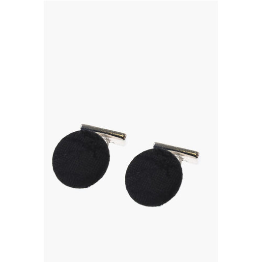 Metal Cufflinks Lined With Embroidered Silk