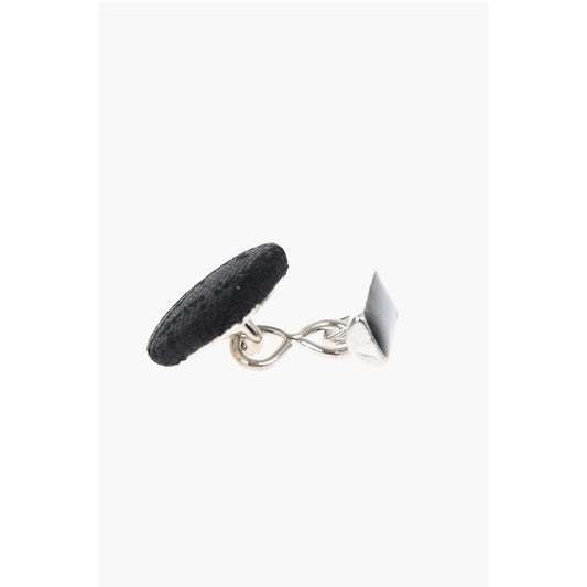 Metal Cufflinks Lined With Embroidered Silk