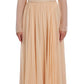 Elegant Beige Silk Full Length Sheath Dress