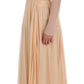 Elegant Beige Silk Full Length Sheath Dress