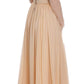 Elegant Beige Silk Full Length Sheath Dress