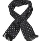 Black White Polka Dot Fringes Foulard Scarf