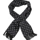 Black White Polka Dot Fringes Foulard Scarf