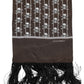 Brown Skulls Print Fringes Foulard Scarf