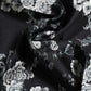 Black Floral Silk Square Foulard Scarf
