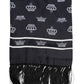 Black Silk Crown Fringes Men Foulard Scarf