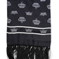 Black Silk Crown Fringes Men Foulard Scarf