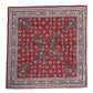 Red Floral Cotton Square Foulard Scarf