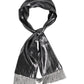 Metallic Gray Silk Fringes Foulard Scarf