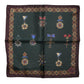 Green Medals Silk Square Foulard Scarf