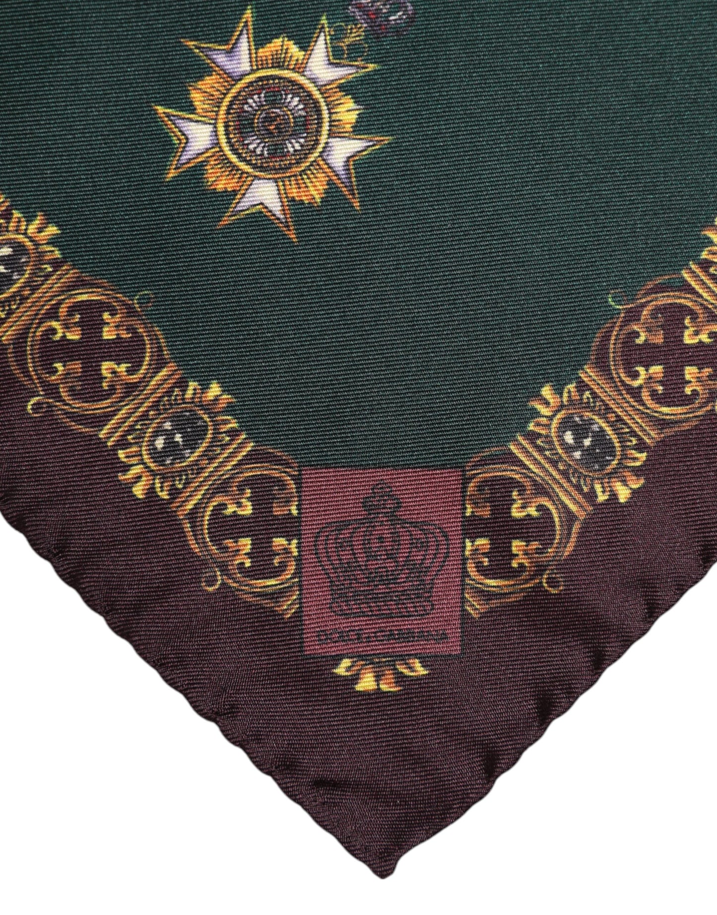 Green Medals Silk Square Foulard Scarf