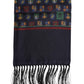 Blue Silk Printed Fringes Foulard Scarf