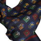 Blue Silk Printed Fringes Foulard Scarf