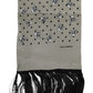 Gray Skulls Silk Fringes Men Foulard Scarf