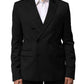 Black Double Breasted Men Jacket Suit Blazer