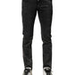 Black Washed Double Waistband Denim Jeans
