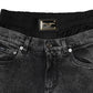 Black Washed Double Waistband Denim Jeans