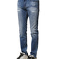 Blue Washed Cotton Skinny Men Denim Jeans