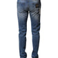Blue Washed Cotton Skinny Men Denim Jeans