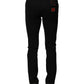 Black Cotton Logo Plaque Slim Denim Jeans