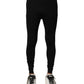 Black Nylon Elastic Logo Men Leggings Pants