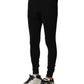 Black Nylon Elastic Logo Men Leggings Pants