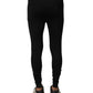 Black Nylon Elastic Logo Men Leggings Pants