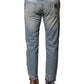 Light Blue Tattered Straight Men Denim Jeans