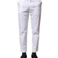 White Cotton Straight Logo Men Pants