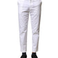 White Cotton Straight Logo Men Pants