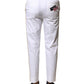 White Cotton Straight Logo Men Pants