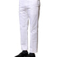 White Cotton Straight Logo Men Pants
