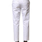 White Cotton Straight Logo Men Pants