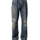 Blue Cotton Tattered Men Denim Jeans