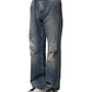 Blue Cotton Tattered Men Denim Jeans