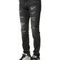 Black Washed Tattered Slim Fit Denim Jeans