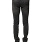 Black Washed Tattered Slim Fit Denim Jeans