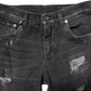Black Washed Tattered Slim Fit Denim Jeans