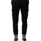Black Cotton Cargo Joggers Men Pants