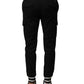 Black Cotton Cargo Joggers Men Pants