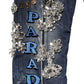 Blue Cotton Rhinestone Embellish Denim Jeans