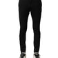 Black Wool Men Skinny Mid Waist Pants