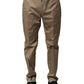 Brown Cotton Tapered Men Formal Pants