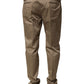 Brown Cotton Tapered Men Formal Pants
