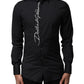 Black Cotton SICILIA Logo Men Dress Shirt